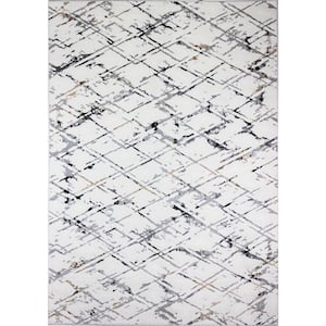 Carlyle Ivory/Grey 5 ft. x 8 ft. (5' x 7'6") Geometric Transitional Area Rug