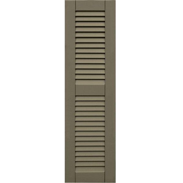 Winworks Wood Composite 12 in. x 43 in. Louvered Shutters Pair #660 Weathered Shingle