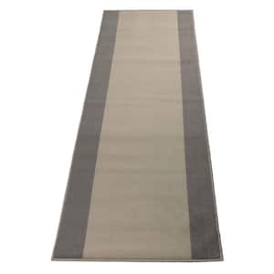 Meander Greek Key Design Cut to Size Gray and Brown 26 in. Width x Your Choice Length Stair Runner