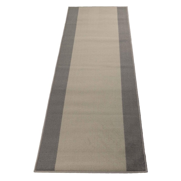 Unbranded Meander Greek Key Design Cut to Size Gray and Brown 26 in. Width x Your Choice Length Stair Runner