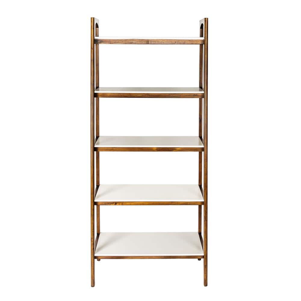 Madison Park Avalon 73 in. Tall Off-White/Pecan Wood Bookcase