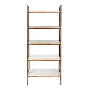 Avalon 73 in. Tall Off-White/Pecan Wood Bookcase