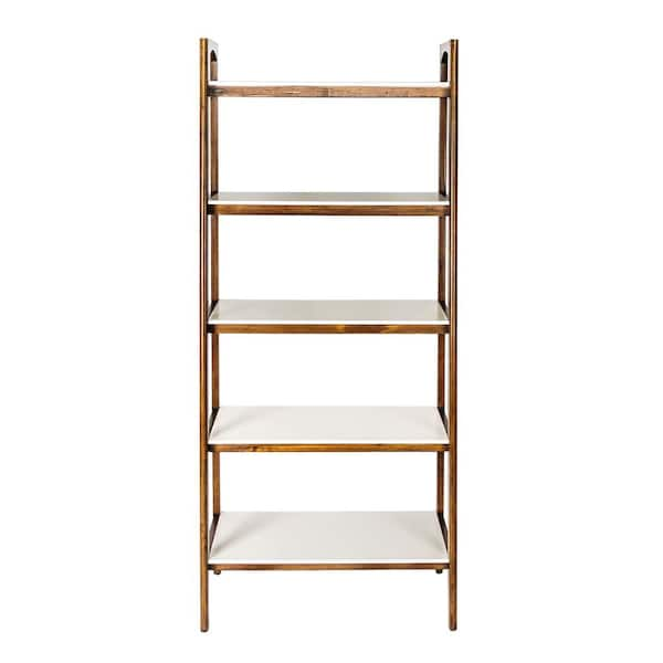 Madison Park Avalon 73 in. Tall Off-White/Pecan Wood Bookcase MP138 ...