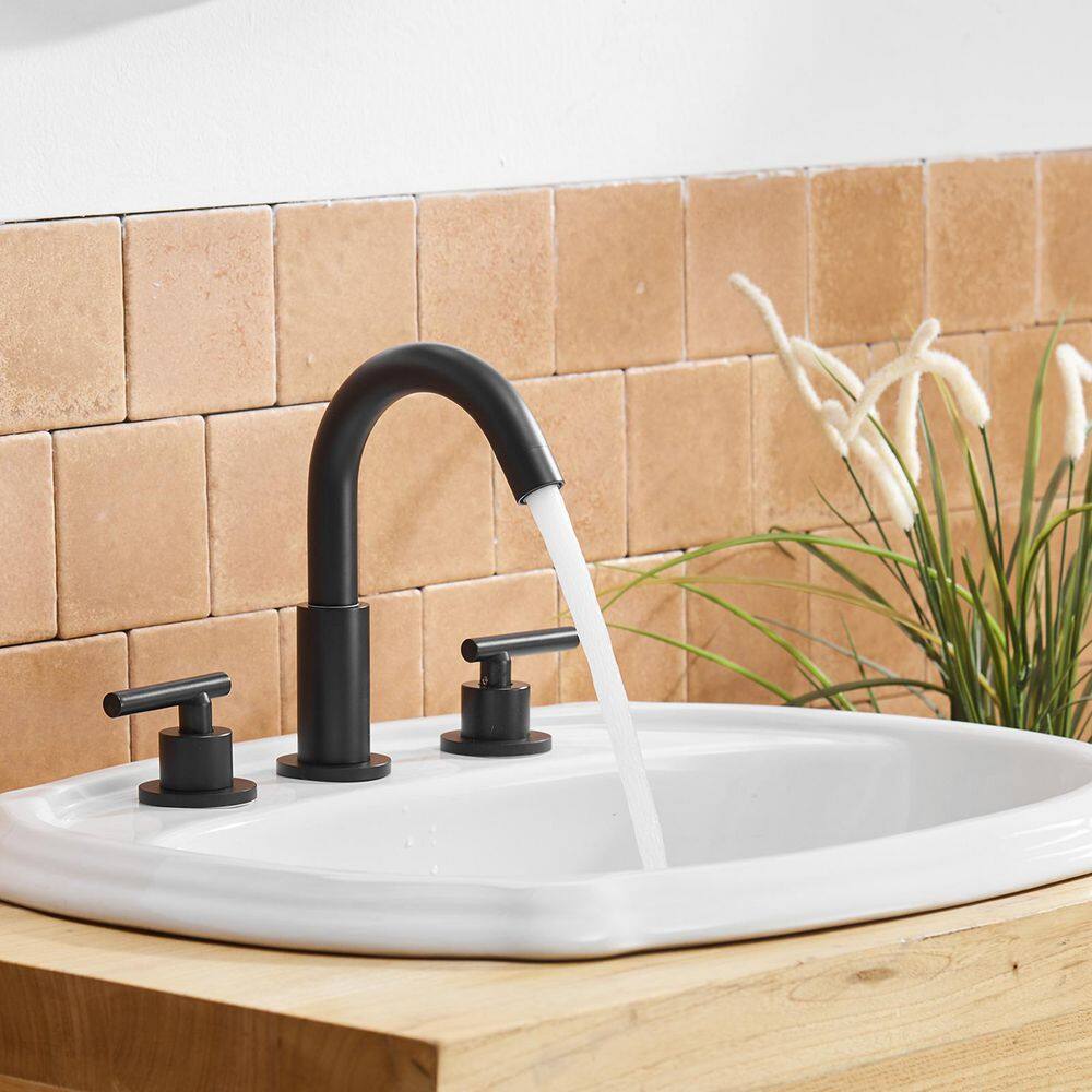 Matte Black 8-Inch Widespread Double Handle Bathroom Faucet