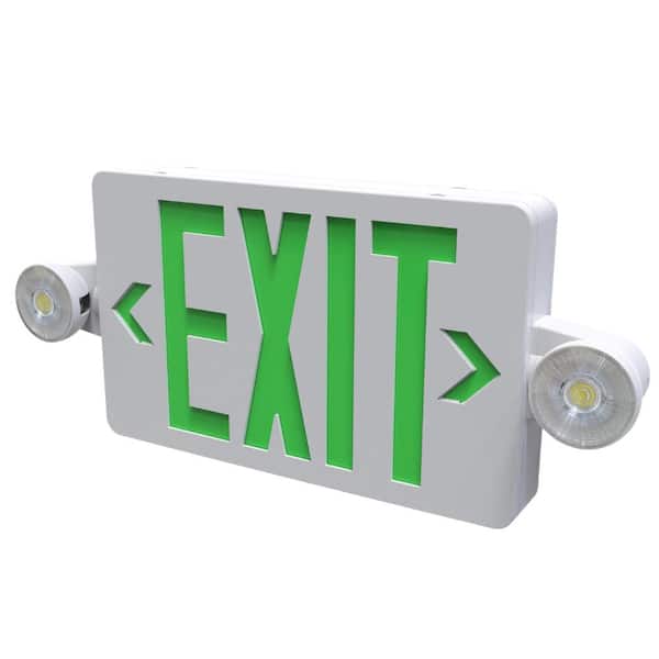 HALCO LIGHTING TECHNOLOGIES Evade 120-Volt/277-Volt Integrated LED White with Green Letter Exit Combination