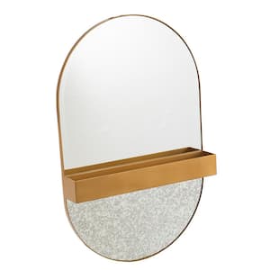 Milliner 22 in. x 34.25 in. Modern Oval Framed Gold Decorative Mirror