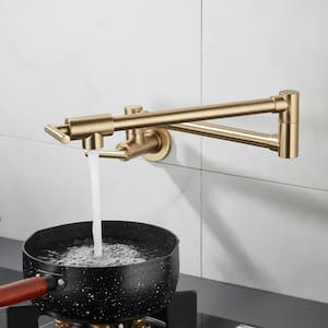 360° Rotation Wall Mounted Pot Filler with Handle in Gold