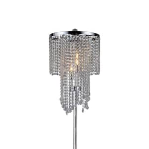 Diana 63 in. 3-Light Indoor Chrome Crystal Floor Lamp with Foot Switch