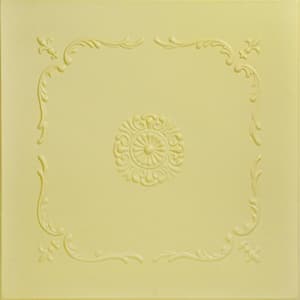 Bourbon Street Concord Ivory 1.6 ft. x 1.6 ft. Decorative Foam Glue Up Ceiling Tile (21.6 sq. ft./case)