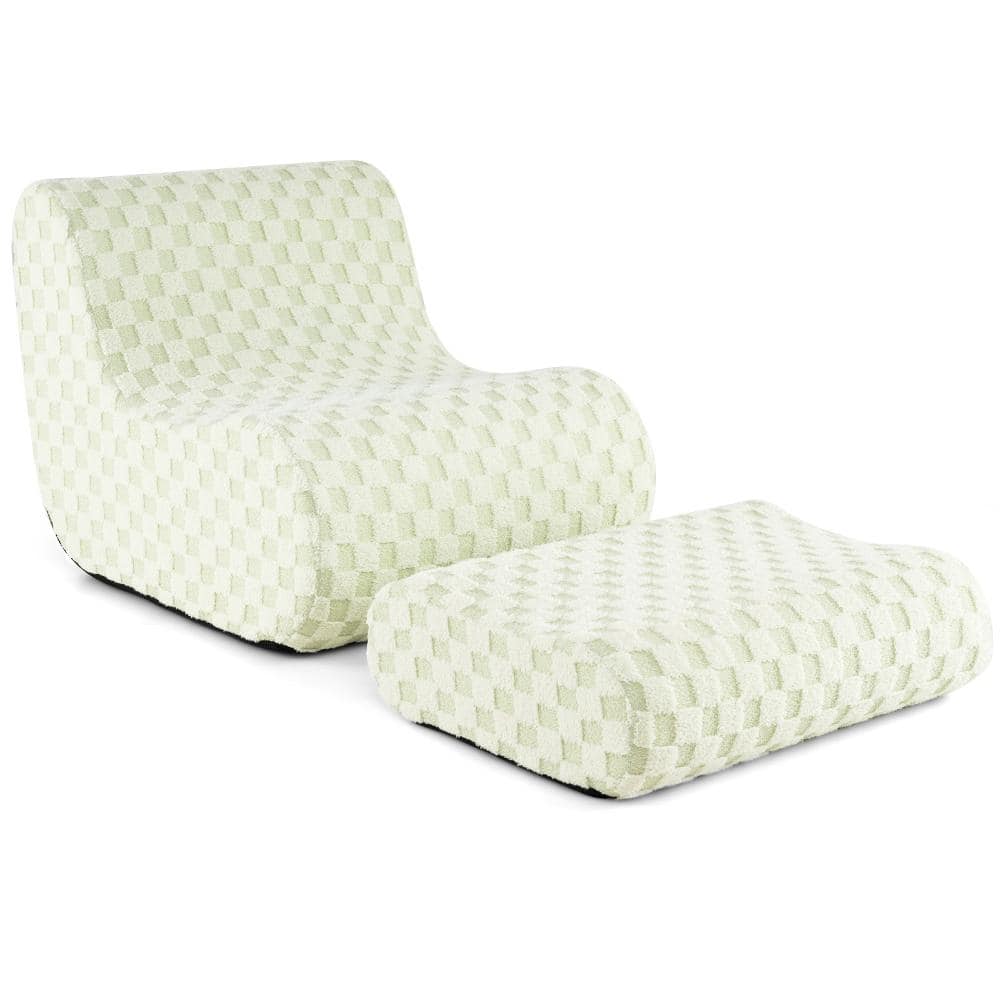Bean Bag Chair with Ottoman and High Elasticity Sponge Teddy Velvet OEKO-TEX Cover