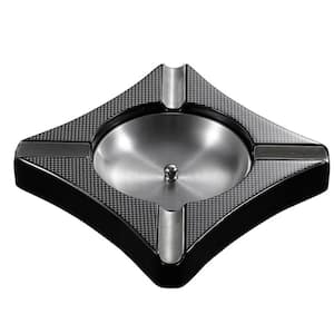Fuego Carbon Fiber Patterned Wooden Cigar Ashtray with 4-Cigar Rests