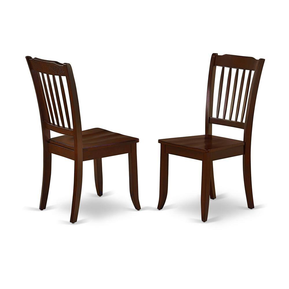 Mahogany Finish Solid Wood Dining Table Set with Slatted Back Chairs