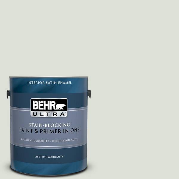BEHR ULTRA 1 gal. #UL210-10 Whitened Sage Satin Enamel Interior Paint and Primer in One