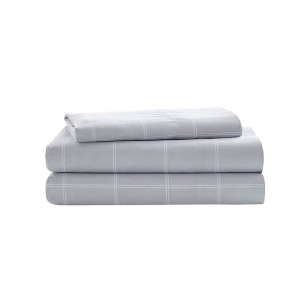 James 6-Piece Blue/Grey Twin Striped Microfiber Bed in a Bag Comforter Set
