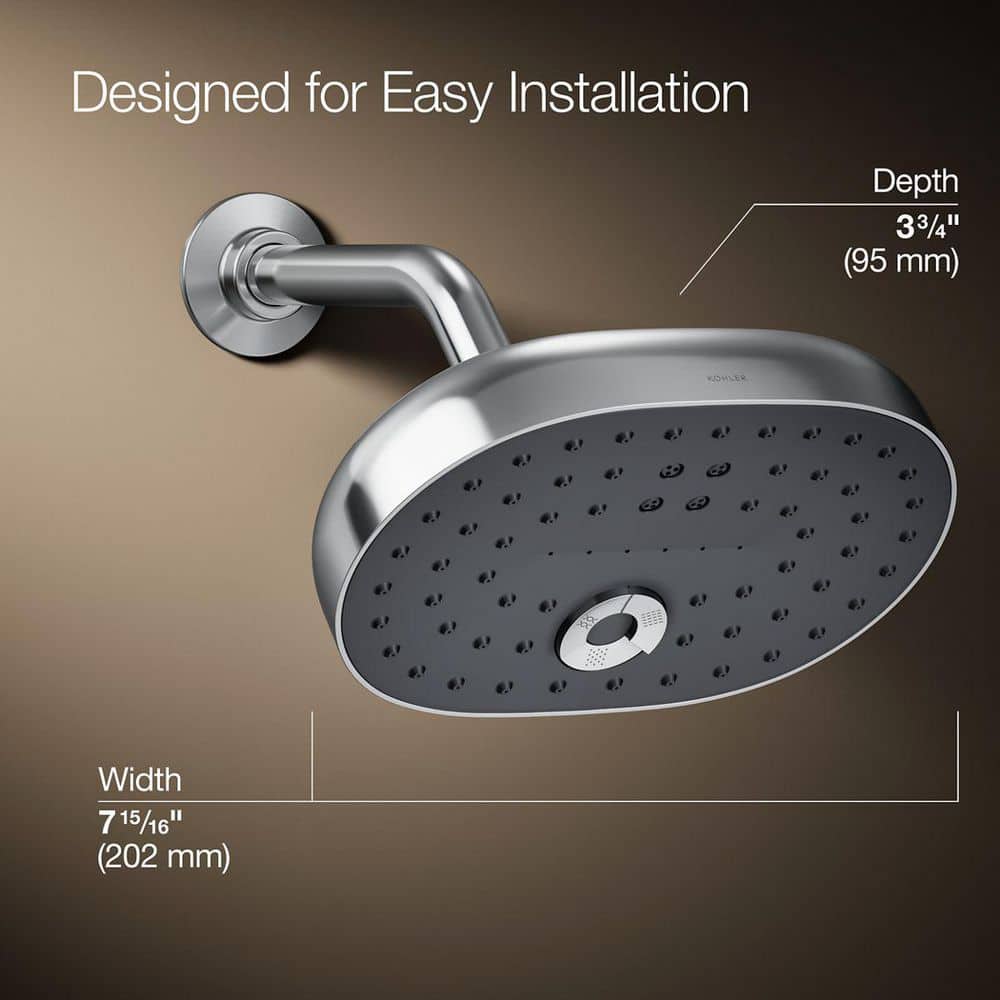 Chrome Oval Multifunction Wall Mounted Showerhead