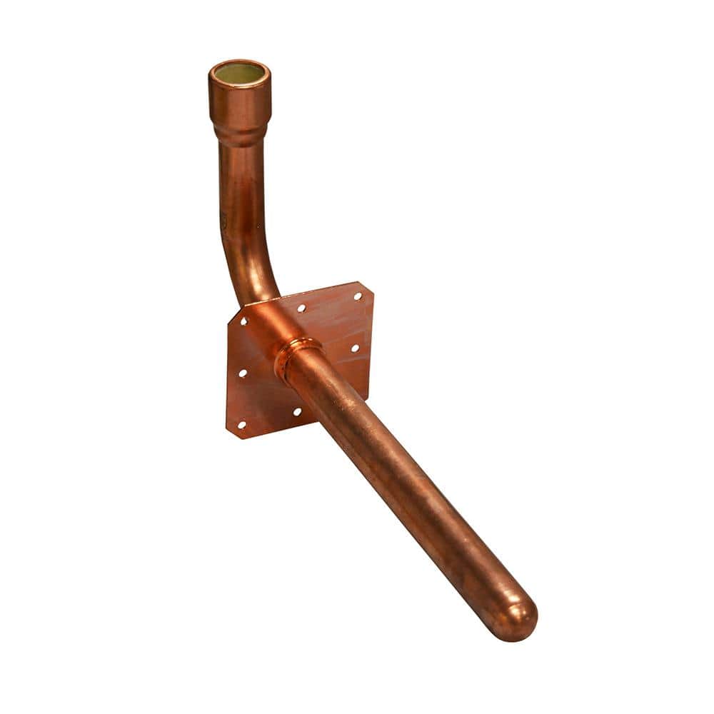 JONES STEPHENS 1/2 in. x 3-1/2 in. x 8 in. Female CPVC Socket Copper Stub Out 90° Elbow with Square Mounting Flange, Brown -  S73005