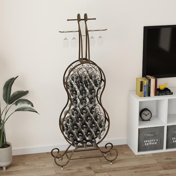 Tileon Cello Shape Wine Bakers Rack, Freestanding Wine Rack with