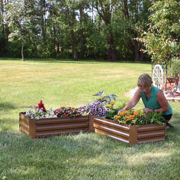 【ちぃ♡garden*・】② Sunnydaze Sunnydaze Galvanized Steel L-Shaped Raised Garden
