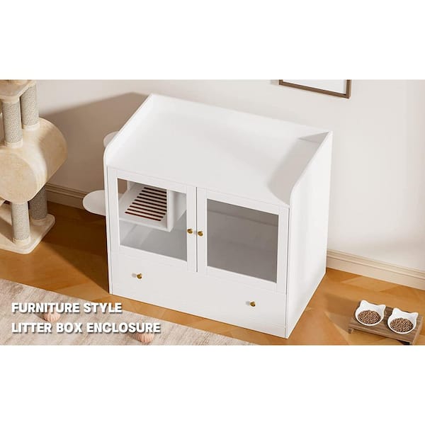 FUFU&GAGA Luxury Cat Litter Box Enclosure, XL Cat House Multi
