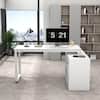 FUFU&GAGA 55.1" W : "L" Shape Wooden Computer Desk White Finish with 1-Drawer, Open Shelves and Eco-Friendly Paint Finish LBB-KF210175-01