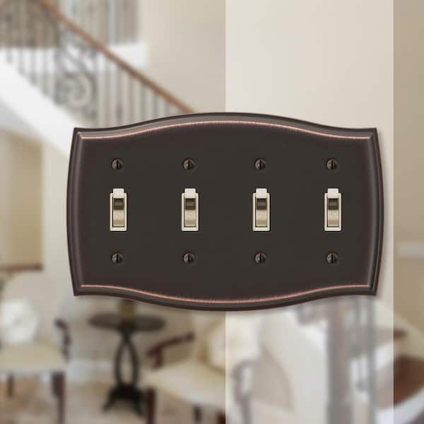 Vineyard 4 Gang Toggle Steel Wall Plate - Aged Bronze