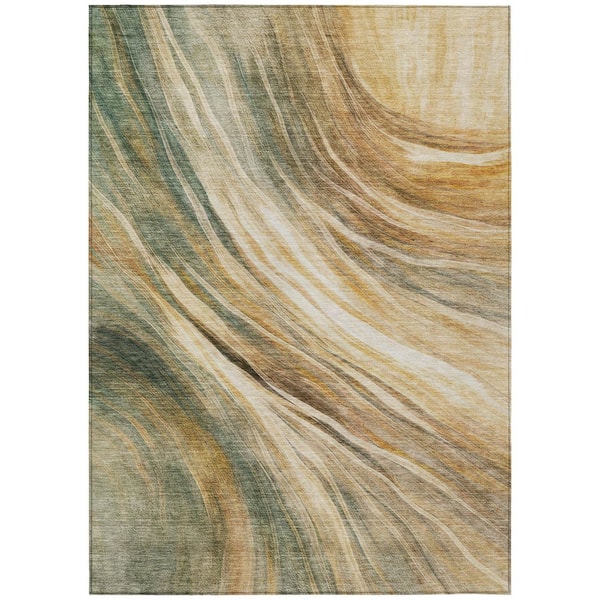 Chantille Machine Washable Indoor/Outdoor Abstract ACN2877 Green 5 ft. x 7 ft. 6 in. Area Rug