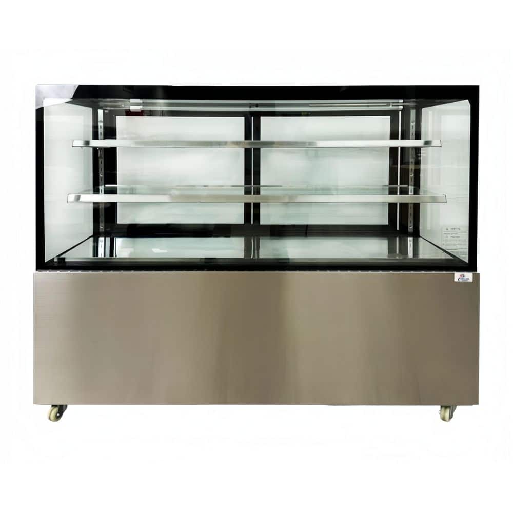60  in. 18.7 cu. ft. Commercial Bakery Display Case Sliding 2-Door Glass Front Refrigerator in Stainless Steel