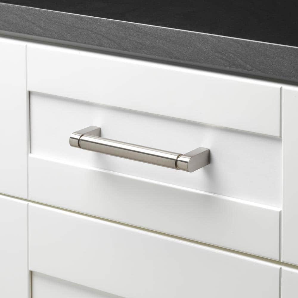 Brushed Nickel Smooth Bar Pull with Mounting Hardware