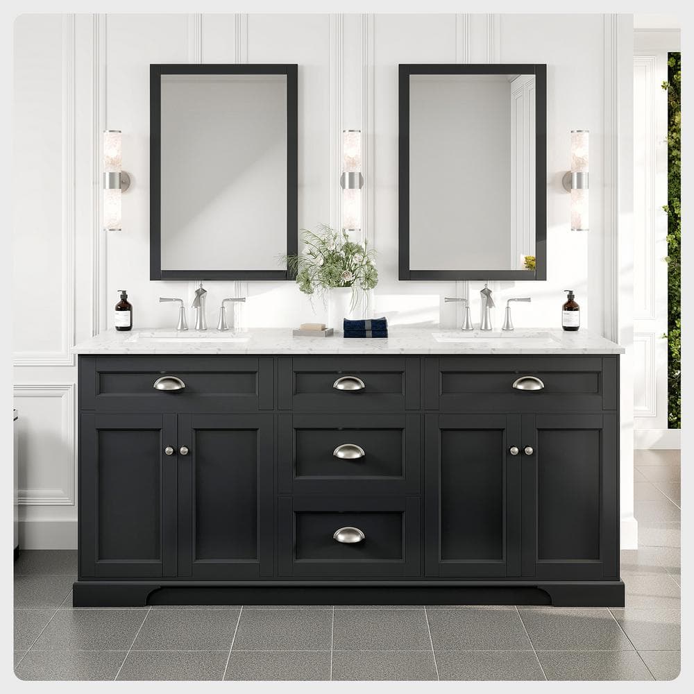 EVIVA Epic White 60 Double Sink Bathroom Vanity w/Open Space Storage