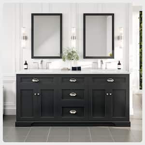 Epic 72 in. W x 22 in. D x 34 in. H Double Bathroom Vanity in Charcoal Gray with White Quartz Top with White Sinks