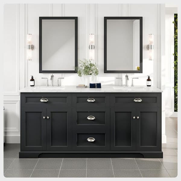 Eviva Epic 72 in. W x 22 in. D x 34 in. H Double Bathroom Vanity in ...