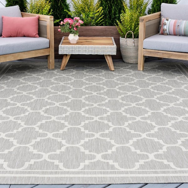 Eco Geometric Gray 5 ft. x 8 ft. Indoor/Outdoor Area Rug
