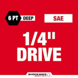 SHOCKWAVE 1/4 in. Drive SAE Deep Well 6 Point Impact Socket Set (10-Piece)