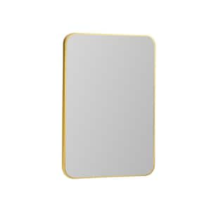 20 in. W x 28 in. H Rectangular Metal Framed Wall Bathroom Vanity Mirror in Gold