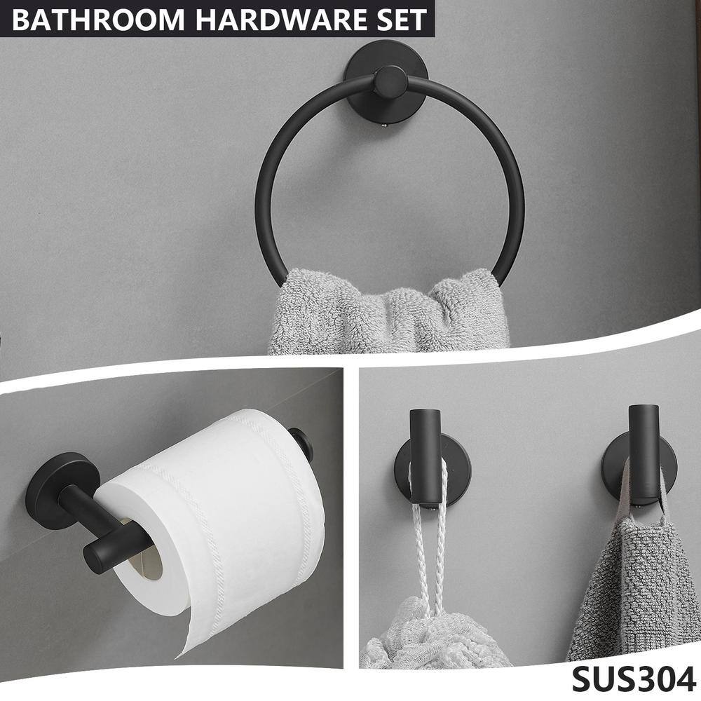 Matte Black Stainless Steel 4-Piece Bathroom Hardware Set