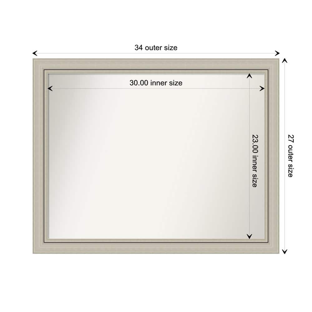 Romano Silver Narrow 33.75 in. x 26.75 in. Custom Non-Beveled Wood Framed Bathroom Vanity Wall Mirror price history on PriceWatchPro