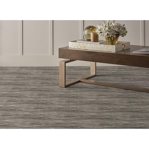 Umbra Earth Brown 13.2 ft. 32.44 oz. Wool Texture Installed Carpet