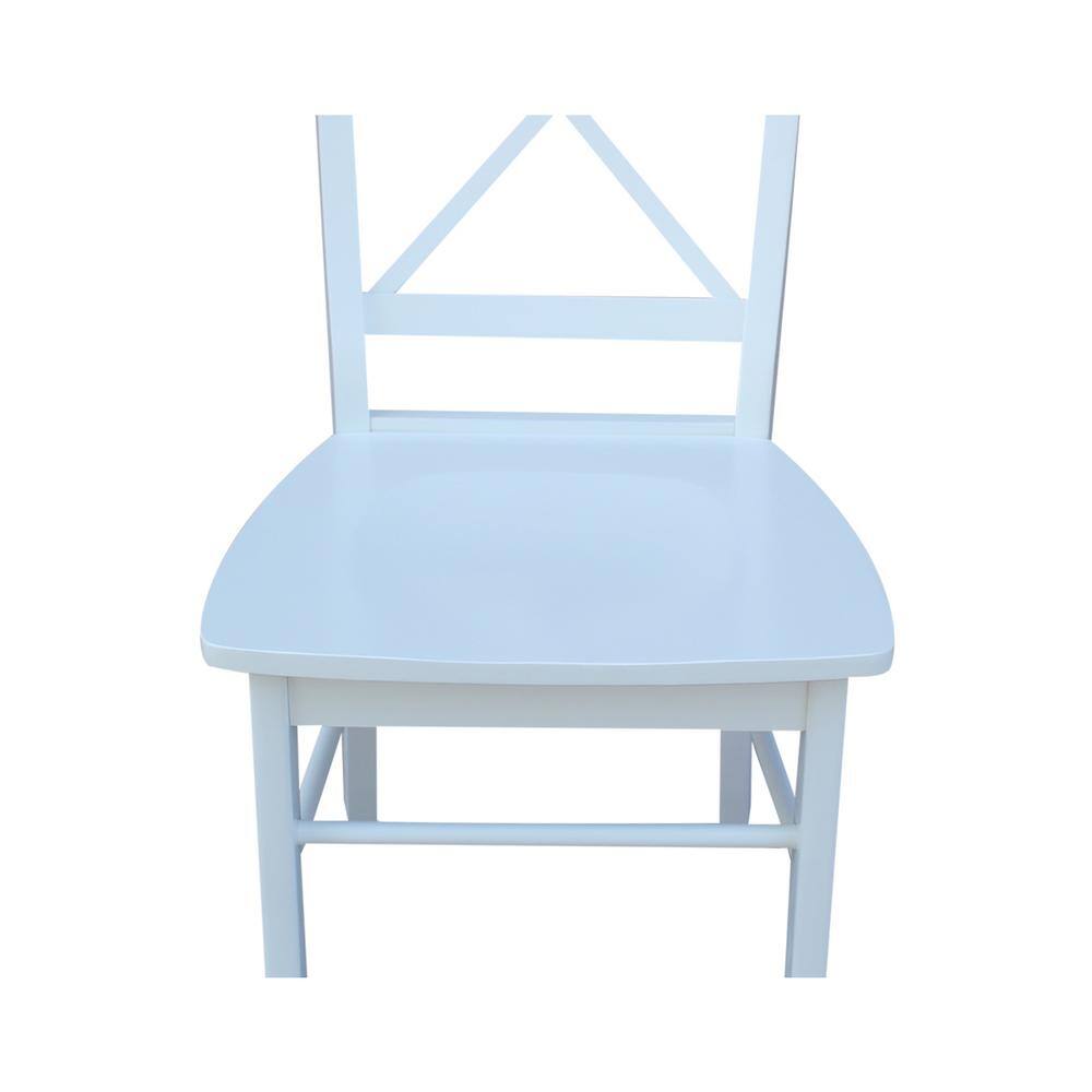 White High Cross Back Solid Wood Side Chair