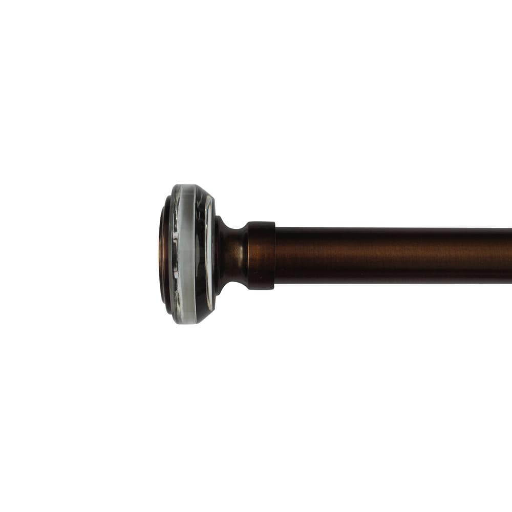 72 in. - 144 in. Adjustable 1 in. Single Curtain Rod in Matte Bronze with C