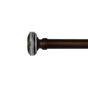 72 in. - 144 in. Adjustable 1 in. Single Curtain Rod in Matte Bronze with Crystal Finial