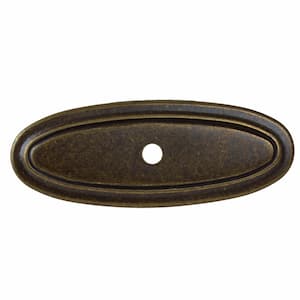 3 in. Antique Brass Classic Thin Oblong Cabinet Knob Backplate (10-Pack)