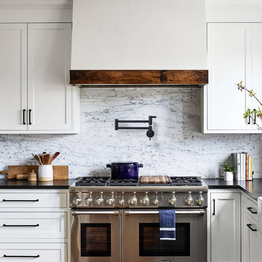 Matte Black Brass Wall Mounted Double Handle Pot Filler
