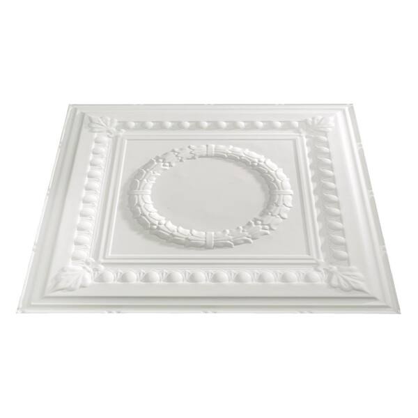 Fasade 2-ft x 2-ft Rosette Matte White PVC Drop Ceiling Tile (5-Pack, 20-sq ft / Case)