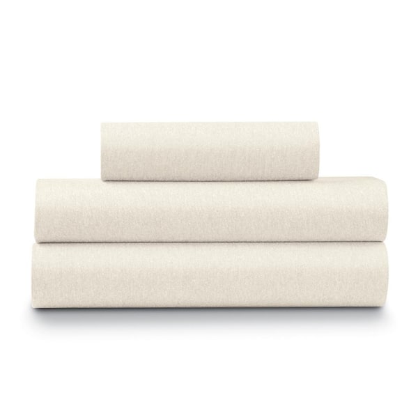 ELLA JAYNE 4-Piece Ivory Heather Jersey Knit Queen Size Sheet Set
