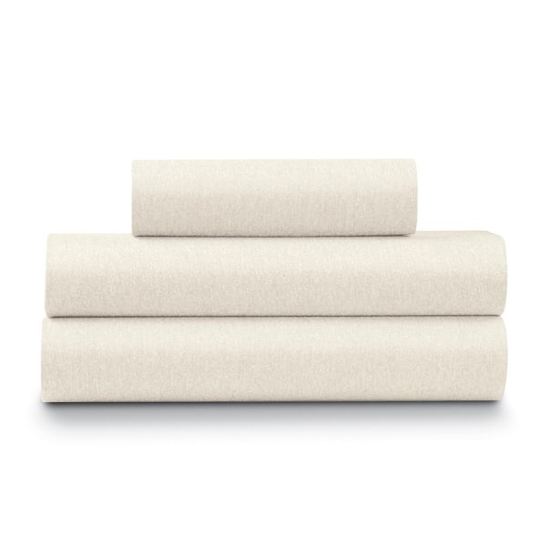 ELLA JAYNE 4-Piece Ivory Heather Jersey Knit Queen Size Sheet Set