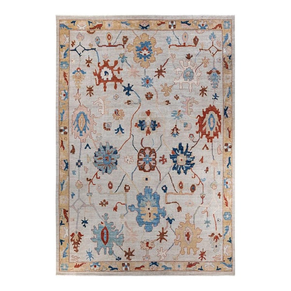 Solo Rugs Oushak One-of-a-Kind Traditional Ivory 10 ft. x 14 ft. Hand Knotted Tribal Area Rug