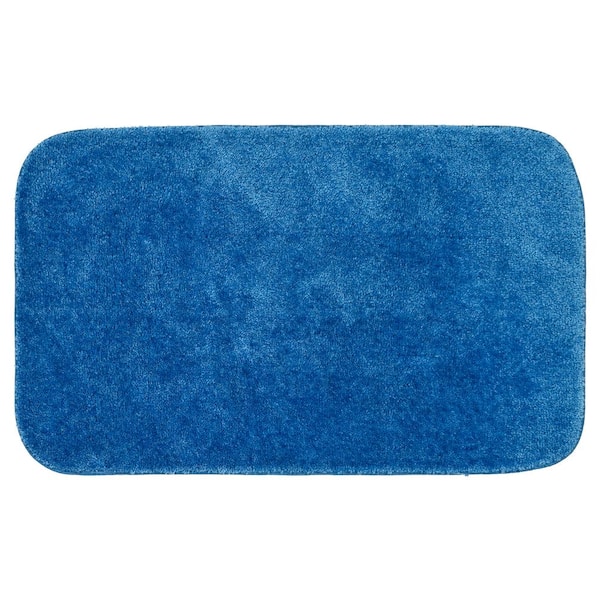 Garland Rug 24 in. x 40 in. Electric Blue Traditional Plush Nylon Rectangle Bath Rug