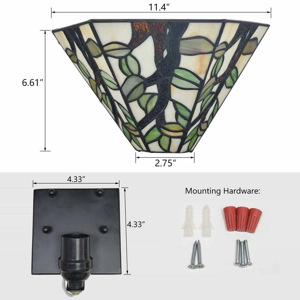 Tiffany Style Black Copper Glass Wall Sconce Light