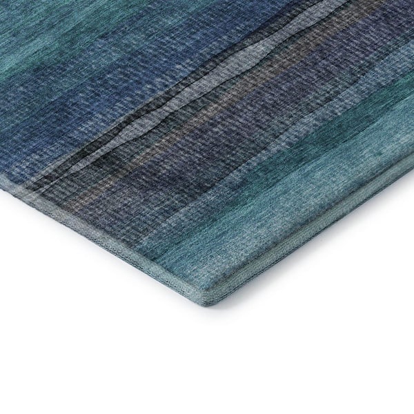 Mayfield Premium Machine Washable Abstract AMF2093 Teal 9 ft. x 12 ft. Area Rug
