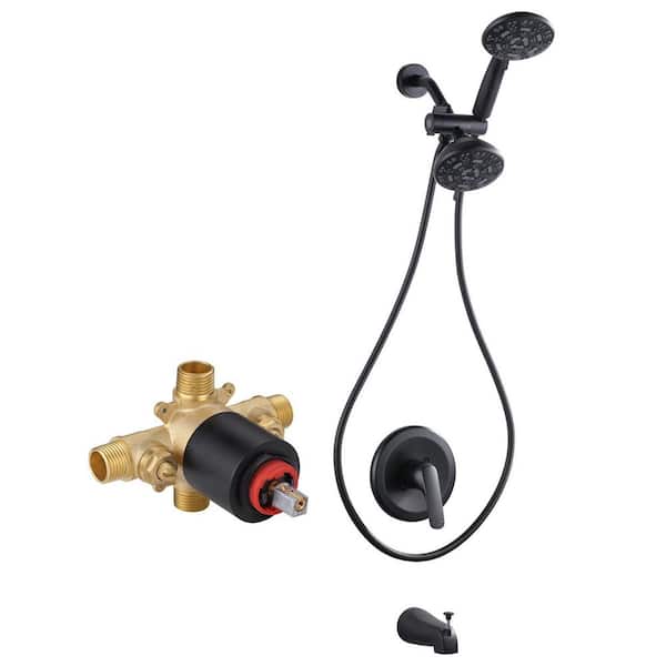 Single Handle 7-Spray Tub and Shower Faucet 1.8 GPM in. Matte Black Pressure Balancing Shower Mixer Valve Included